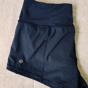 Navy Lululemon Perforated Running Shorts